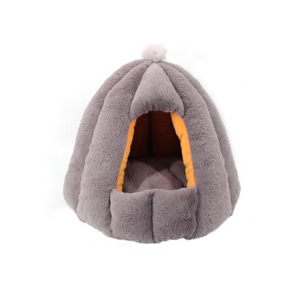 China Heating Most Popular Products Cat Kennel Partially Enclosed Soft Plush Covered Cat Bed Fluffy Nest for sale