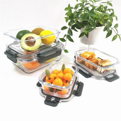 China High Freshness Preservation Top Sale Borosilicate Glass Storage Food Meal Prep Containers Lunch Box With Locking Lid for sale