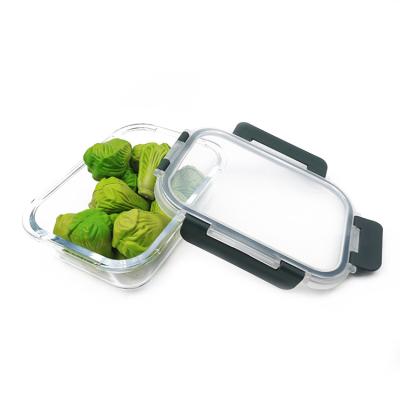 China Freshness Preservation Rectangle Borosilicate Glass Food Storage With Lids Borosilicate Glass Food Container for sale