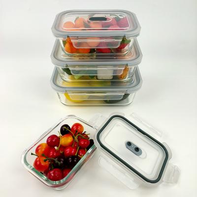 China Manufacturer Factory Microwavable Clear Large High Borosilicate Food Glass Rice Food Storage Container Fresh Preservation Airtight for sale