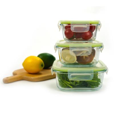 China Large Feature Eco-friendly Freshness Preservation Quality Glass Container Food Box Square Tiffin Bowl For Baby for sale