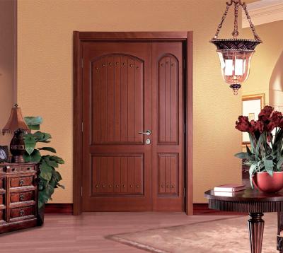 China Traditional craftsman modern chinese style menshen carved compoisite solid wood double door for sale