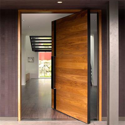 China Sound Insulation Glass Pivot Glass Modern Exterior Large Entrance Solid Wood Door for sale