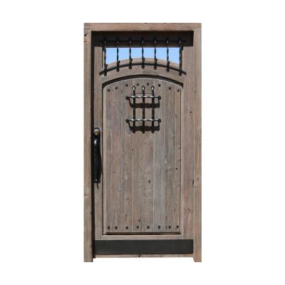 China Wholesale Modern Old Style Wrought Iron Wooden Entry Door with Speakeasy and Grill for sale