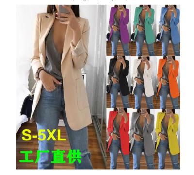 China F20849A Breathable In Running New Style Slim Long Sleeve Pleated Solid Color Plus Size Women Suit Jacket Soft for sale