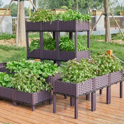 中国 Outdoor Rectangular Stackable Flower Pot Plastic Raised Garden Bed 販売のため