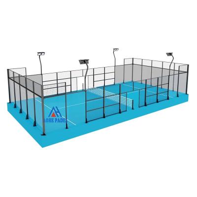 China 12mm Tempered Glass Long Life High Quality Sports Center Padel Tennis Court artificial grass  padel frame type padel tennis court for sale