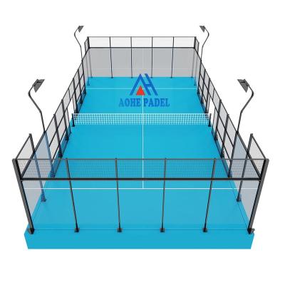 China 12mm Tempered Glass Padel Tennis Court artificial grass  padel frame type padel tennis court China tennis court material Playground equipment for sale