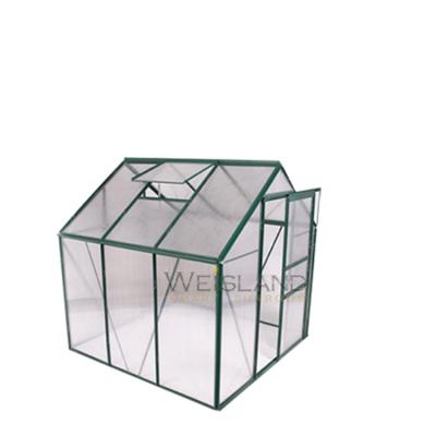 China Wind Resistant Green House Large Glass Outdoor Garden Easily Assembled Walk In Single Span Greenhouses Glass Panels for sale