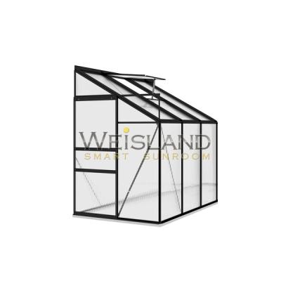 China Aluminum PC Sheet 1.8m*1.5m*2.4m Garden Shade Frame Garden Buildings Lean To Greenhouse Kit for sale