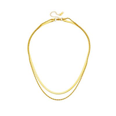 China INS CLASSIC Wind Titanium K Gold Double Twist Steel Blade Twist Necklace Female Design Personality Top Titanium Steel Chain Ne for sale