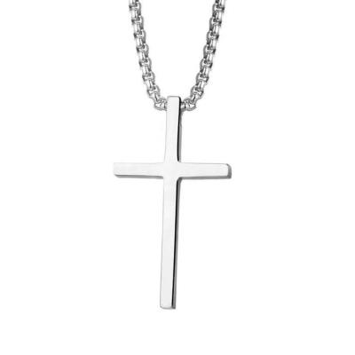 China Romantic Cross Necklace For Men, Stainless Steel Silver Black Cuban Chain Gold Cross Pendant Necklace For Men for sale