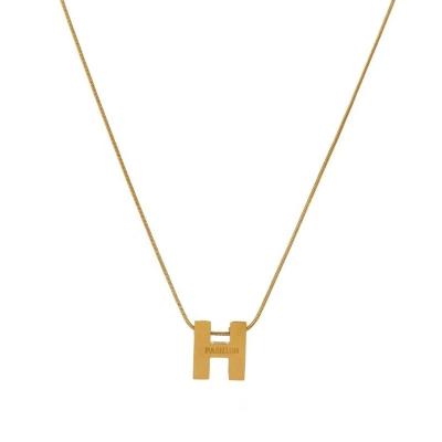 China 2023 CLASSIC New Design Non Fading Ornaments Gold Plated Titanium Steel Necklace Women's Fashion H Word Mother Necklace for sale