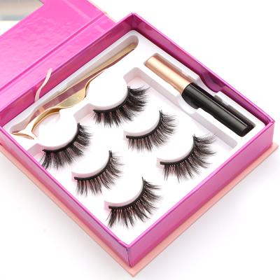 China Natural Long 2 Lashes Seller Wholesale 3pairs 10-20mm Magnetic 3d Eyelash Set With Magnetic Box for sale