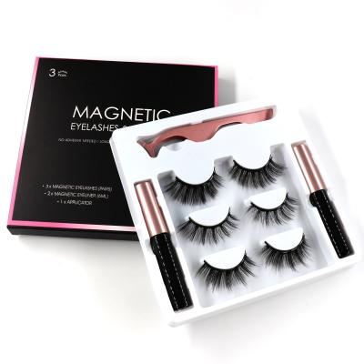 China Wholesale Natural Vegan Long Magnetic Eyelashes Non Stick Magnetic Eyelash Kit With Eyeliner for sale