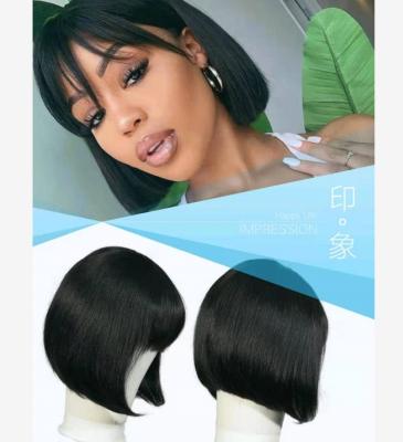 China Lace Front Wig Short Bob Hair Bangs Wig 100% Virgin With High Quality For Black Women for sale