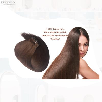 China DINGQIAO Straight Good Quality Clip In Weft Brazilian Remy Hair Wholesale Hair #2 100% Virgin Human Hair Extensions for sale