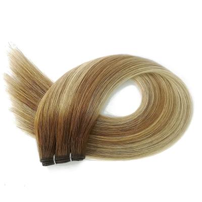 China Good Quality Straight Machine Hair Extensions R6/D8/60 Brown Weft Blonde Cuticle Aligned Remy Human Virgin Hair Bundles Weft Weave Inch for sale