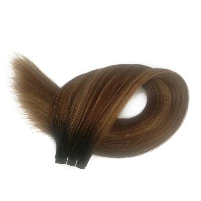 China Brown Machine Hair Extensions R1B/6/8 Straight Weft Black 100% Human Virgin Hair Cuticle Aligned Remy Bundles Double Drawn Weft Weave 12A for sale