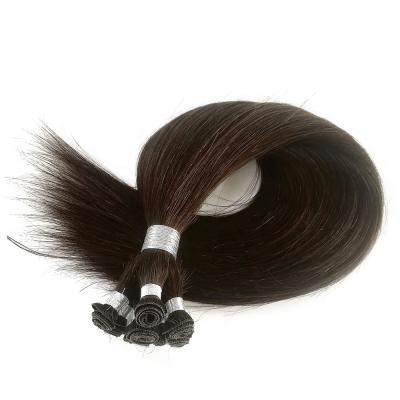 China Right Hand Tied Hair Extensions #4 Brown Cuticle Aligned Hair 100% Remy Weaves Weft Bundles Double Drawn 20 Inches for sale