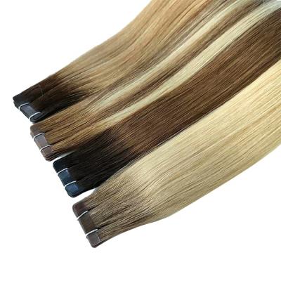 China Straight Tape In Hair Extension 100% Virgin Weft Cuticle Aligned Unprocessed Remy Straight Hair Rooted Hair Bundles Vendors 12a for sale