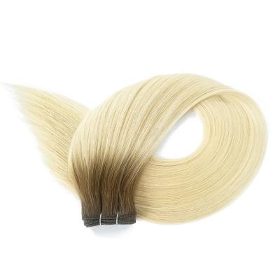 China Straight Machine Hair Weft Extensions 20 Inches Rooted Brown Blonde Top Cuticle Aligned Remy Human Virgin Hair Bundles Weave Weft Quality for sale