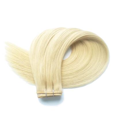 China DINGQIAO Straight Machine Hair Weft #22 Extensions Bleach Drawn Blonde Cuticle Aligned Remy Human Virgin Hair Weft Double Weave for sale