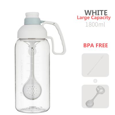 China Tritan BPA Free 64oz Water Jug Gallon Viable Motivational Plastic Water Bottle With Time Marker Straw For Fitness Gym Sports White for sale