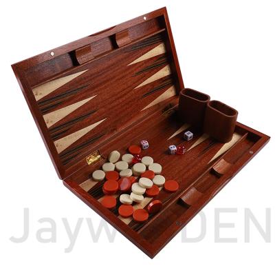 China Eco-friendly factory direct handmade high end lacquered wooden backgammon board games gift set with cups for sale