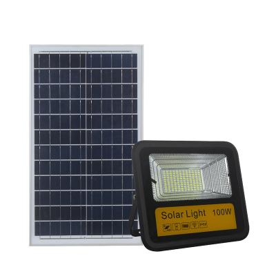 China Factory direct outdoor multi functional 100w lighting led solar flood light with light sensor for sale