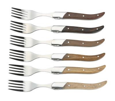 China Sustainable New design stainless steel wooden handle steak knife and fork sets for table and kitchen for sale