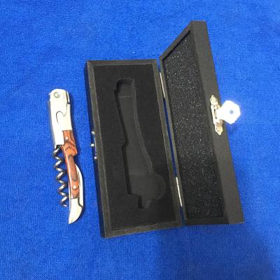 China Durable New design stainless steel wooden handle wine opener corkscrew with gift box for bar and kitchen for sale