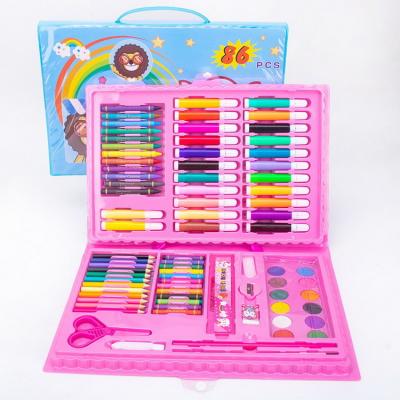 China DIY Kids Dyed Toys Wholesale 86Pcs Paintbrush Art Gift Children Watercolor Pen Painting Suit Watercolor Pen And Colour Crayon Art Drawing Set for sale