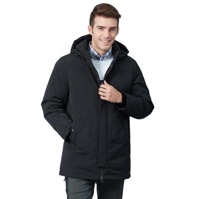 China Anti-wrinkle color men long hooded soft material fashion winter striper warm jacket [TANBOER-TA18679] for sale