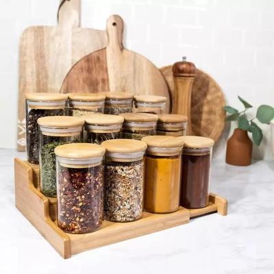 China Freshness Preservation YOLOWE HOME 280ml/10oz glass Spice jar with bamboo lid glass jar storage containerkitchen organizers and storage for sale