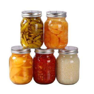 China Freshness Preservation YOLOWE HOME 16oz Glass jar Clear glass jar Silver metal lid sealed Food storage jar Overnight oats container with lid for sale