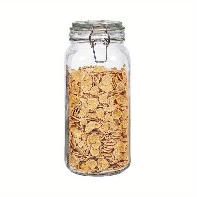 China Sustainable YOLOME HOME 70 oz Square Glass Food Storage Jar Set Kitchen Storage with Seal Clamp Lid for Cereal Coffee Pasta Jars for sale