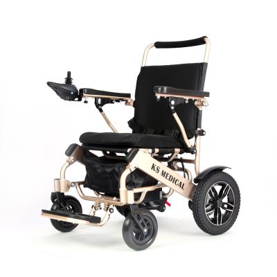 China KSM-601 Remote control foldable electric wheelchair folding wheel chair seat 17.5'' and 20.5'' lightweight compact wheelchair for sale