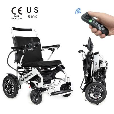 China KSM-601 Foldable motorized wheelchair with remote control folding small travel wheelchair lightweight portable travel wheelchair for sale