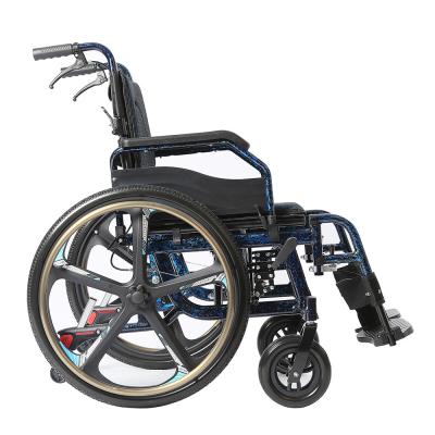 China Portable Manual Lightweight Folding Wheelchair With 24 Inch Solid Tire zu verkaufen