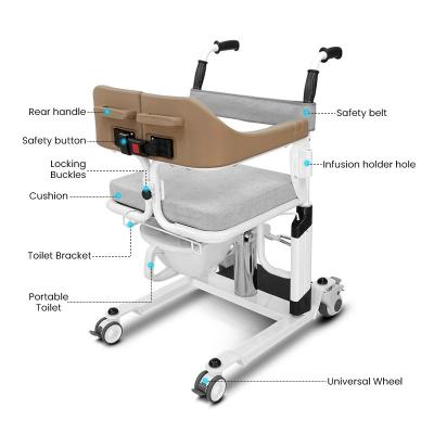 China Medical Electric Transfer Lift Chair Portable Hydraulic Toilet Wheelchair zu verkaufen