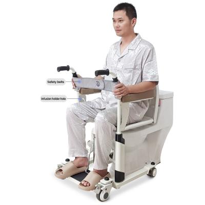 China Waterproof Hydraulic Transfer Chair Patient Transfer Lift Commode Wheelchair zu verkaufen