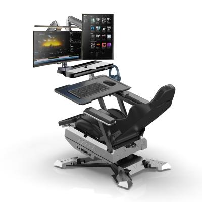 Cina Adjustable Motorized Gaming Cockpit With 2 Monitors Gaming And Office Chair in vendita