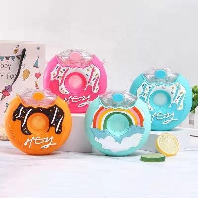 China Durable Strap Large Capacity Donut Cup Straw Cartoon Plastic Kettle For Kids for sale