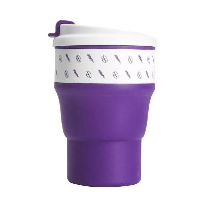 China Viable BPA Free Silicone Water Cup Foldable Reusable Coffee Cup With Silicone Lid for sale