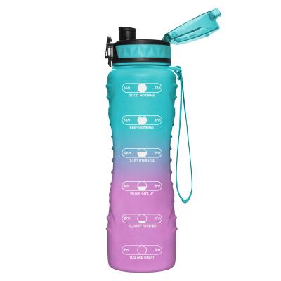 China 1000ml DNA Texture Viable Hot Selling Motivational Water Bottle With Flip Top Lid for sale