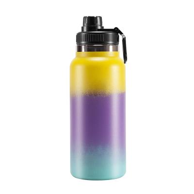 China Custom Print Design 32oz Unique Metal Sports Flask Viable 304 Lead Free Water Flask For Travel for sale