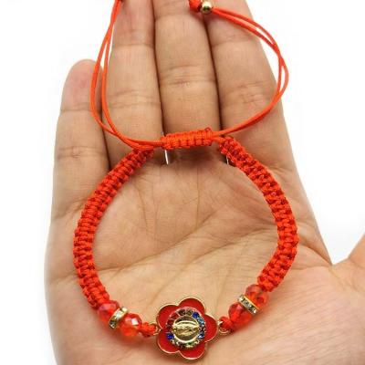 China FASHIONABLE alloy woven with 6MM Crystal And Eyes Bracelets Prayer or have protection effect flowers form Virgin Maria Handmade Bracelets for sale