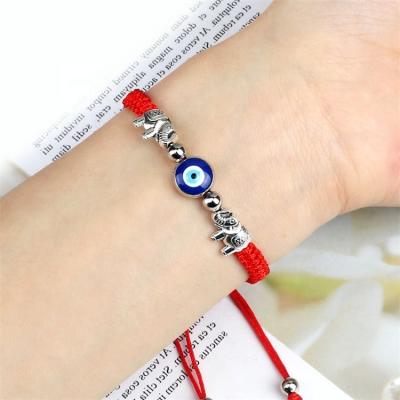 China Religious Colorful Lucky Jewelry Box Given As Gifts To Show Friendship Alloy Elephant And Evil Eyes Hand - Woven Bracelets For Men And Women for sale