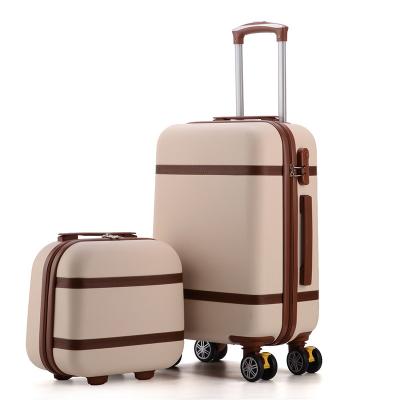 China Custom Made ABS Logo Red Carry On Travel Suitcases 1 Pcs Trolley Luggage Bag Sets For Women With Mini Case for sale